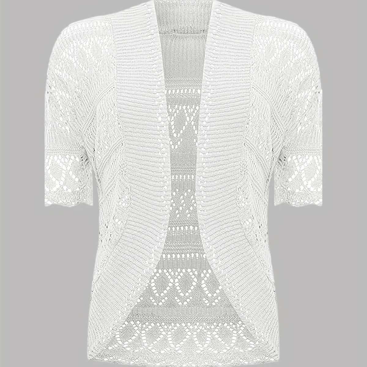 Solid Cut Out Open Front Cardigan Casual Half Sleeve Cardigan
