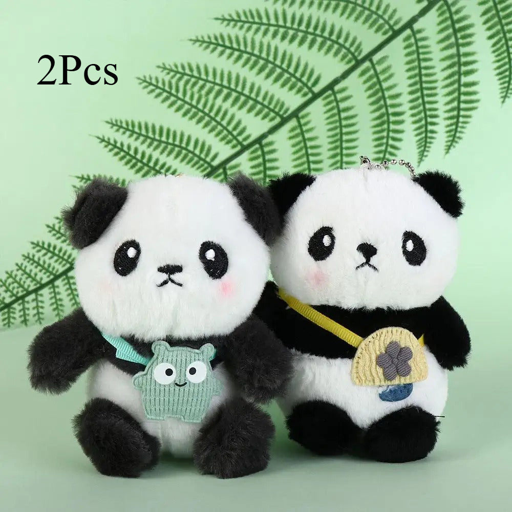 2pcs Panda Keychain Doll Christmas Holiday Present Plush Doll Handcrafted Feel