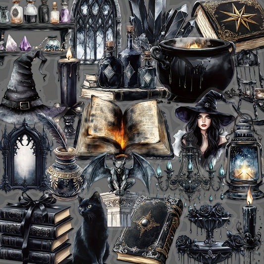 50pcs Dark Witch Stickers - Halloween Decor for Laptops & Luggage