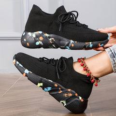 Soft Sole Weaving Sneakers Lace up Casual Running Shoes Women's