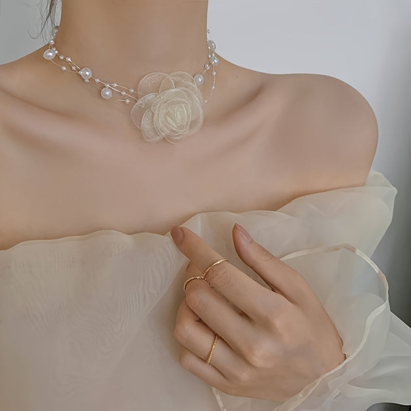Faux Pearl Choker Necklace Vintage Party Jewelry Gift