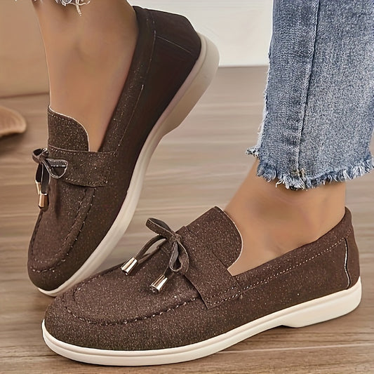 Women's Bow Decor Slip on Walking Shoes