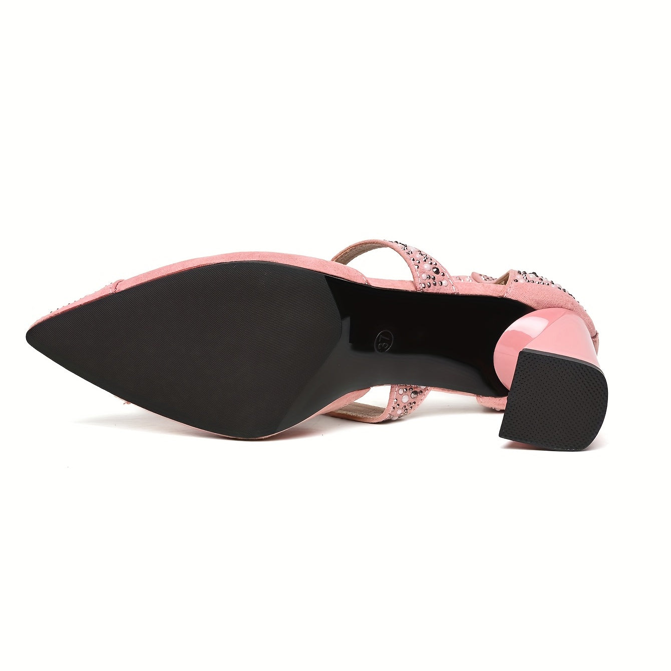 Women's Pointed Toe Block High Heels T-Strap Sandals