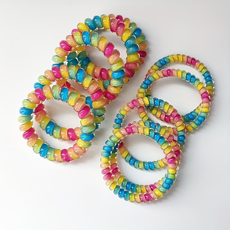 5pcs Spiral Hair Tie Rainbow Hair Rope Bracelet Tie