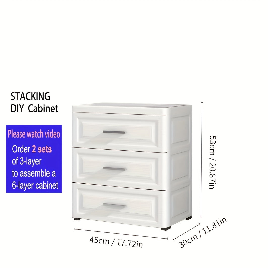Stackable Plastic Dresser Organizer with Metal Handles