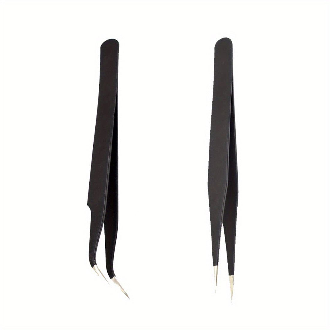 2pcs Precision Stainless Steel Tweezers for Eyelash Extension Nail Sticker Gems