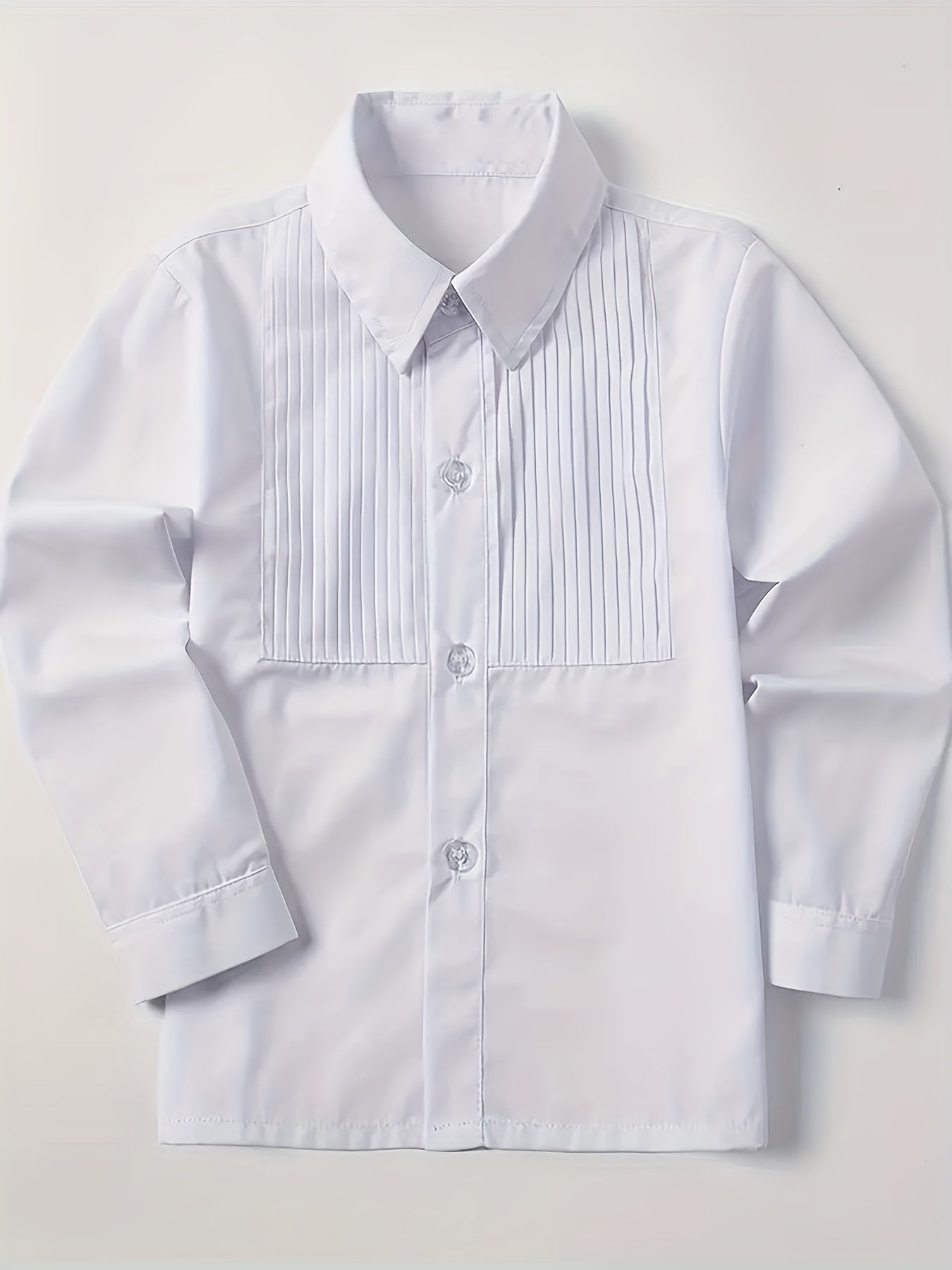 Boys Solid Formal Top Short Sleeve Lapel Shirt