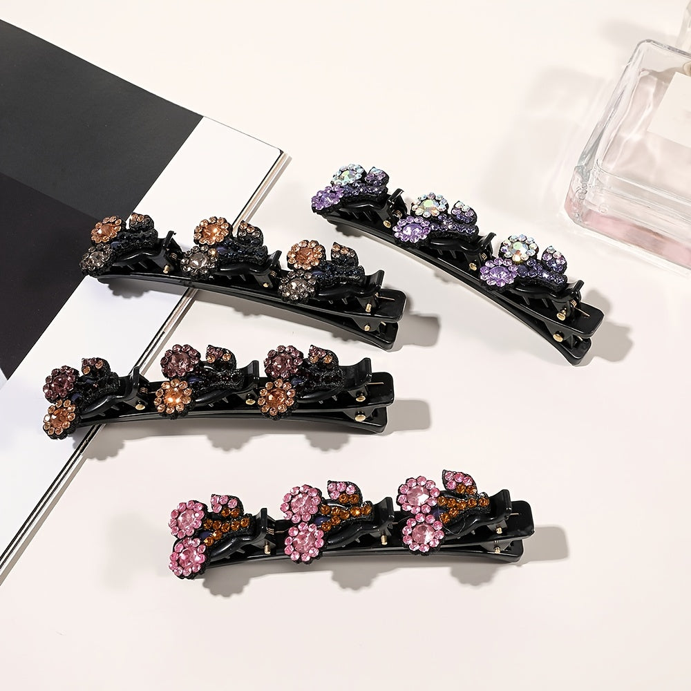 Crystal Stone Flower Hair Clip Braided Hair Accessories