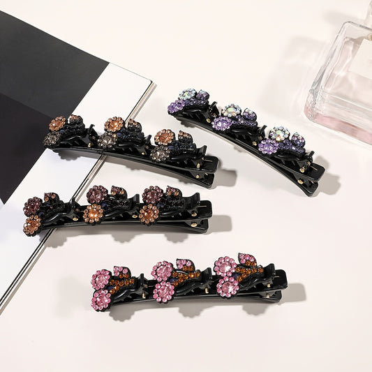 Crystal Stone Flower Hair Clip Braided Hair Accessories