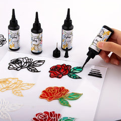 20ml 3D Gel Pen with Metal Tip and Flower Stencils for Crafting
