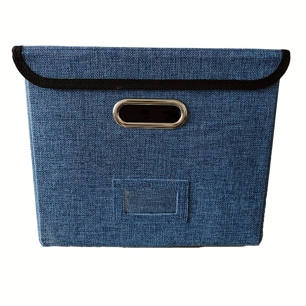 Linen File Box with Lid, Collapsible File Organizer