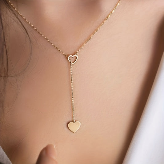 Personality Love Pendant Necklace Y Shaped 14K Plated Jewelry Gift