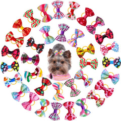 30pcs Mixed Elastic Bow Dog Hair Accessories