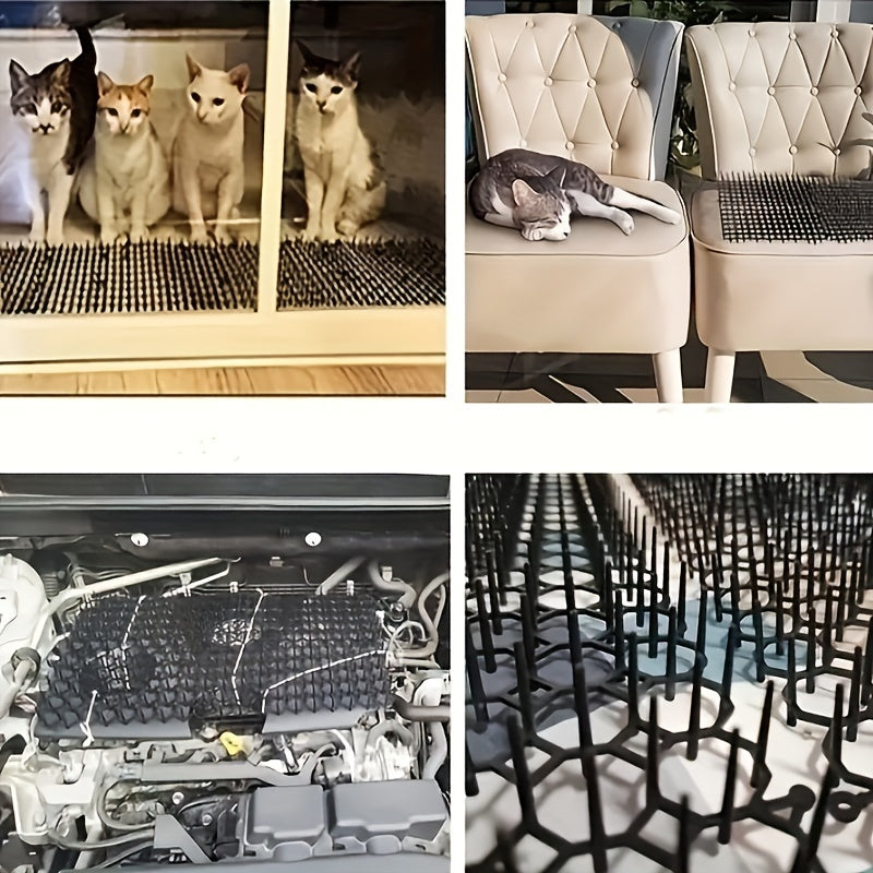 4pcs Plastic Cat Proof Netting Spiked Mat Balcony Isolation Protection