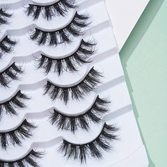 7 Pairs 5D Crisscross False Lashes 18mm Soft Wispy Makeup Eyelashes