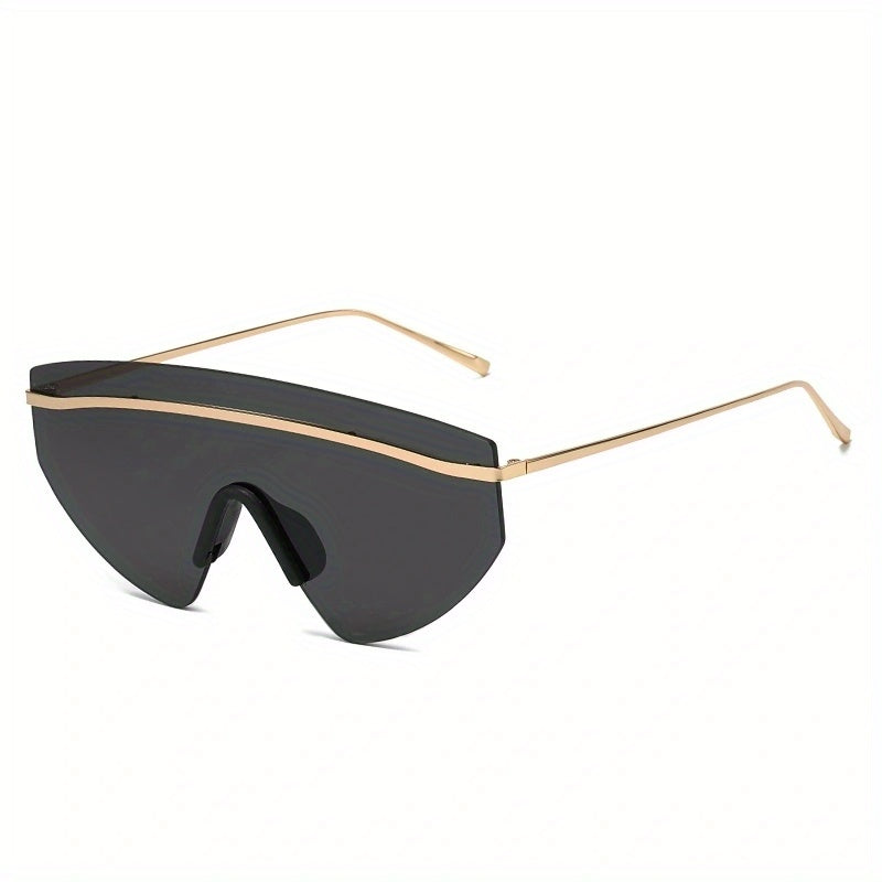 Y2K Rimless Sunglasses Gradient Lens Metal Temple Glasses