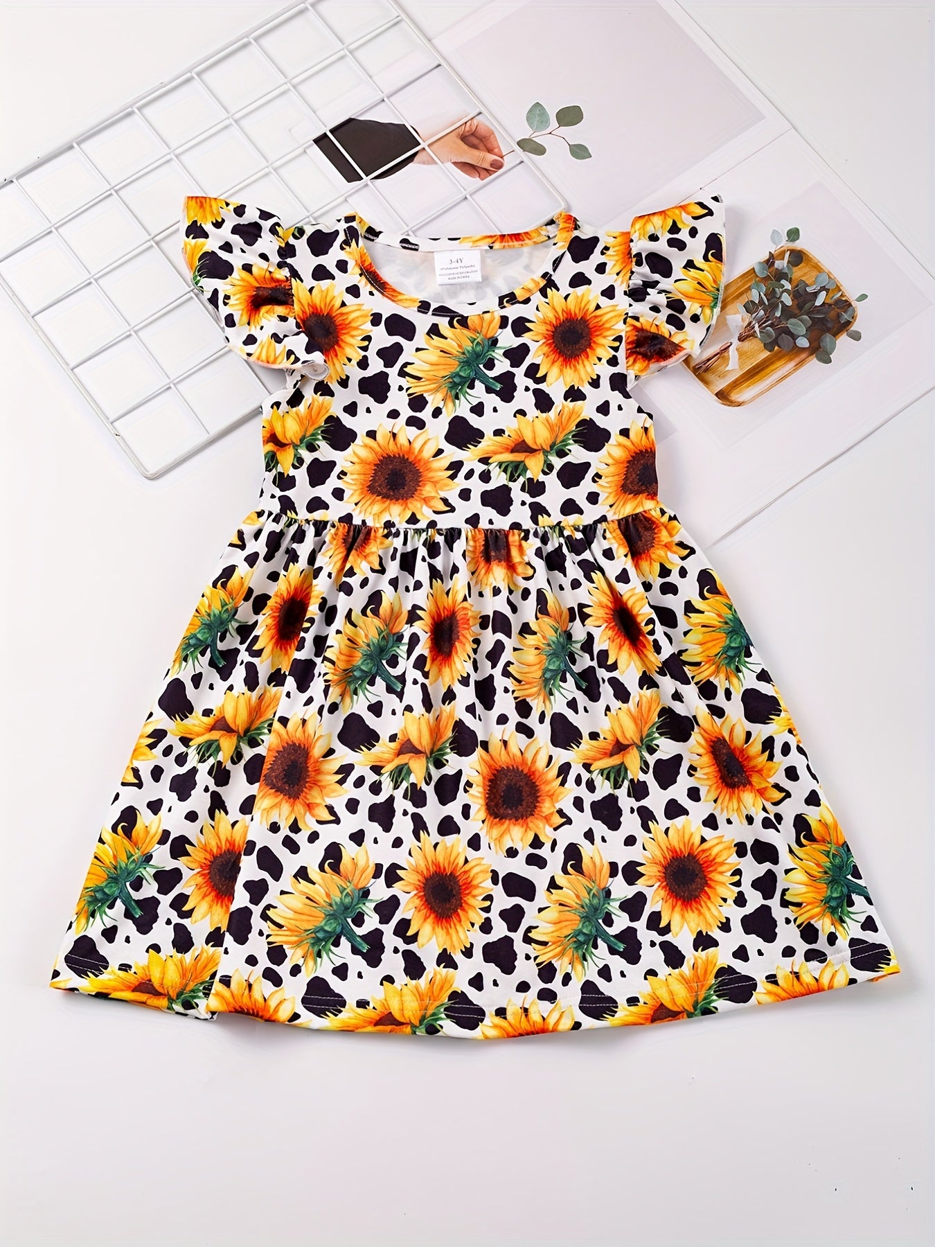 Toddler Girls Sunflower Princess Dress For Party