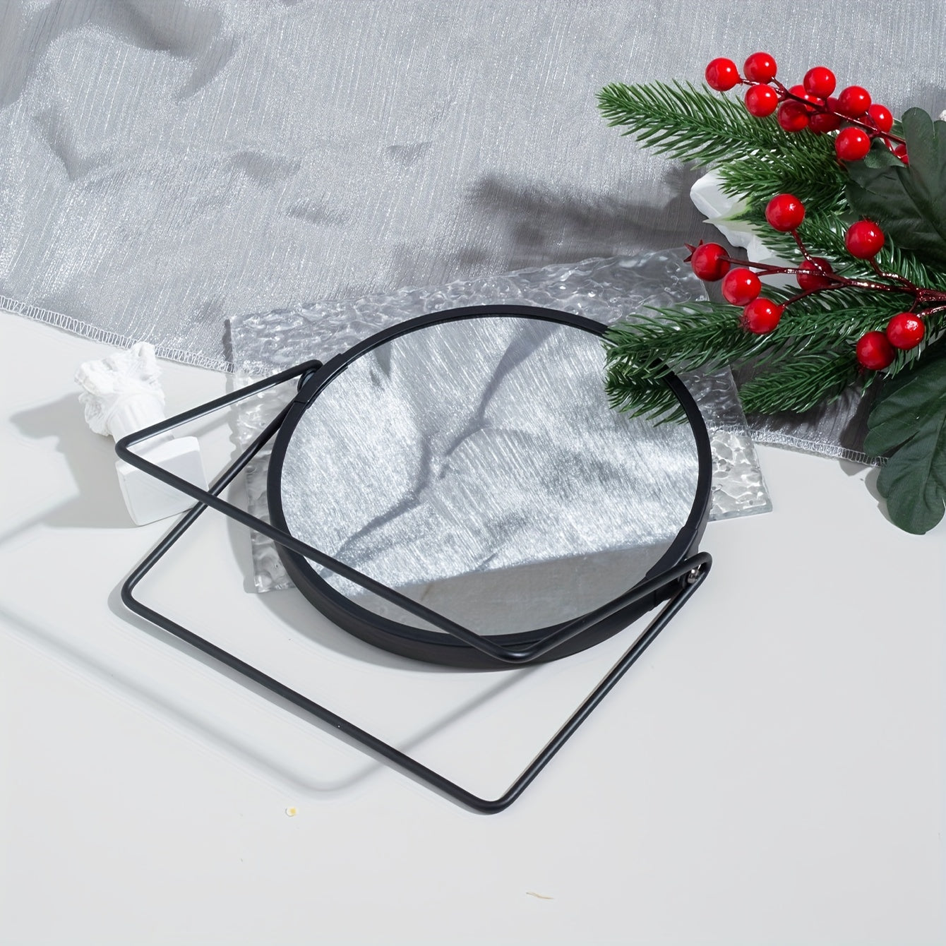 Vintage Metal Makeup Mirror Double Sided Round Beauty Mirror