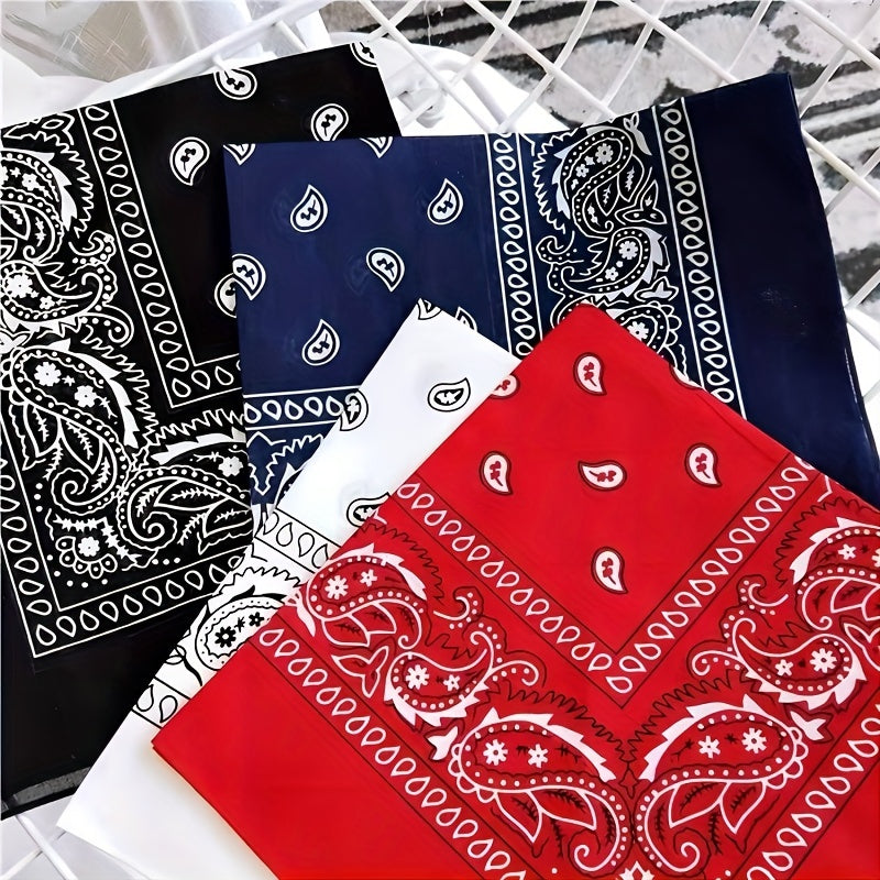 9pcs Colored Hip Hop Cashew Flower Square Scarf Bandana