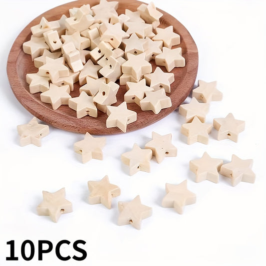 10PCS 19MM Pentagram Wooden Beads DIY Beading Material Children Ornaments