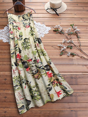  Leaf & Floral Print Maxi Cami Dress