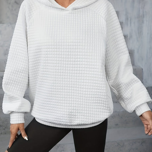 Waffle Loose Hoodie Long Sleeve Sweatshirt Women's