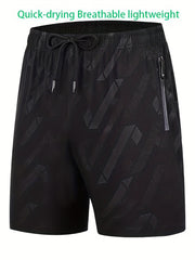 Men's Quick Dry Shorts with Zipper Pockets, Summer Drawstring