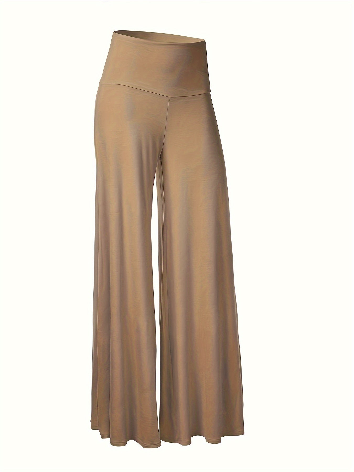  Solid Wideband High Rise Wide Leg Trousers