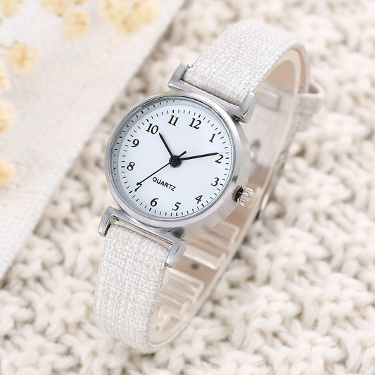 Minimalist Quartz Watch PU Strap Round Dial Daily Wear