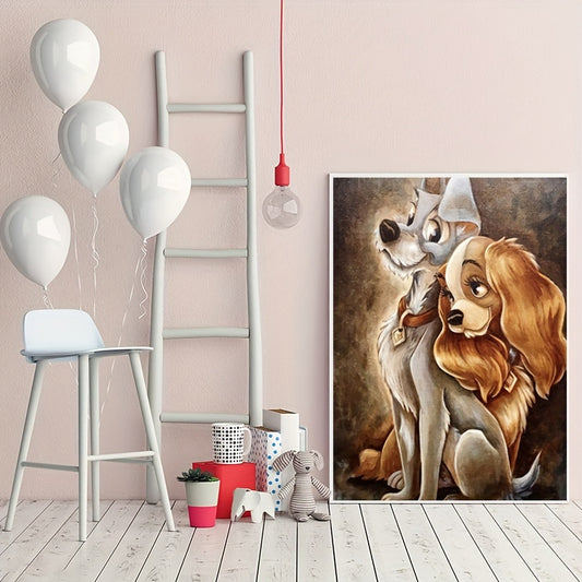 DIY 5D Rhinestone Art Painting Kit Animal Couple Dog Artwork Home Wall Decor