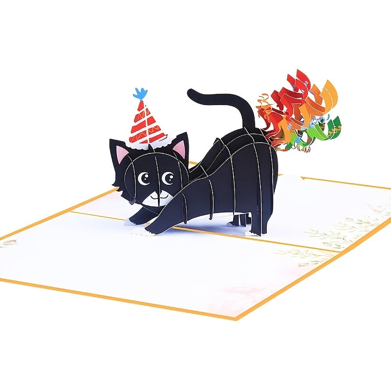 3D Funny Birthday Card Farting Rainbow Cat Kitten Card Greeting Card