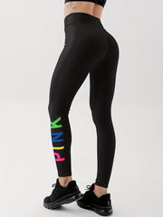 Letter Print Yoga Pants High Stretch Leggings
