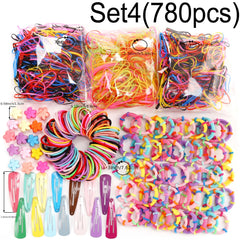 Colorful Hair Ties Set Elastic Ponytail Clips Holders Rubber Band