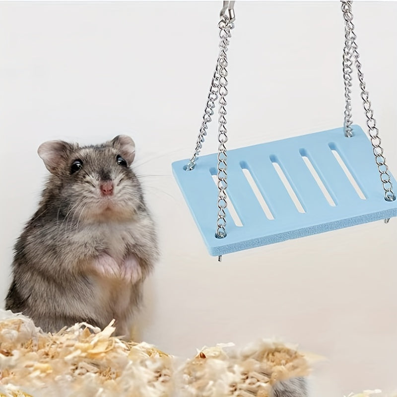 Adorable Hamster Wooden Swing Toy for Pet Fun