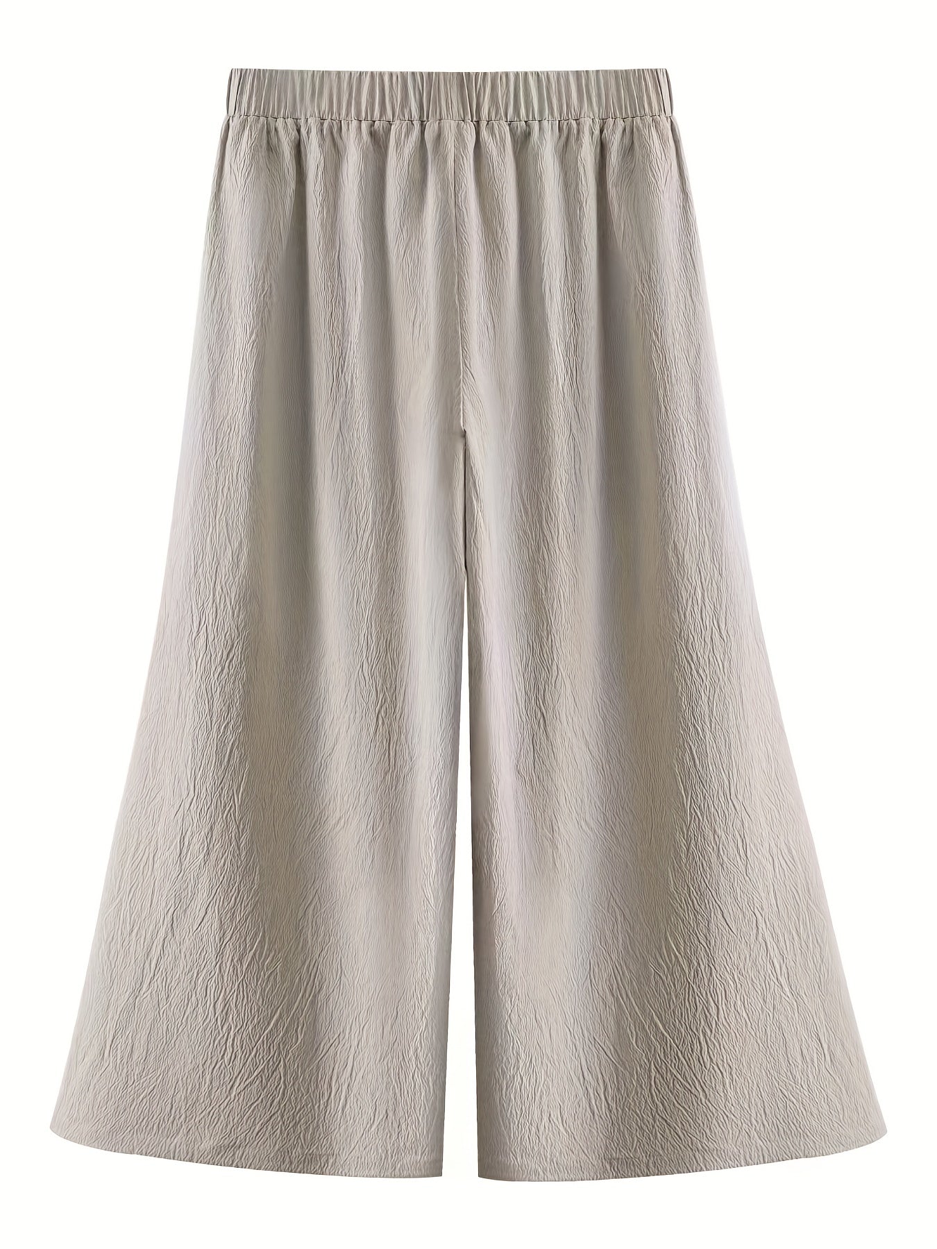  Solid Elastic High Rise Wide Leg Pants