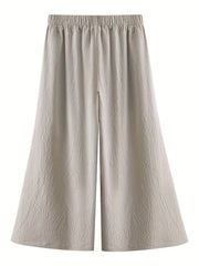  Solid Elastic High Rise Wide Leg Pants