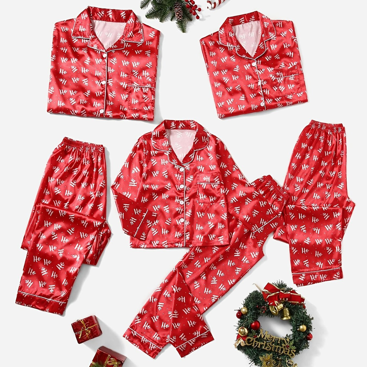 2pcs Girls Christmas Red Pajamas Set