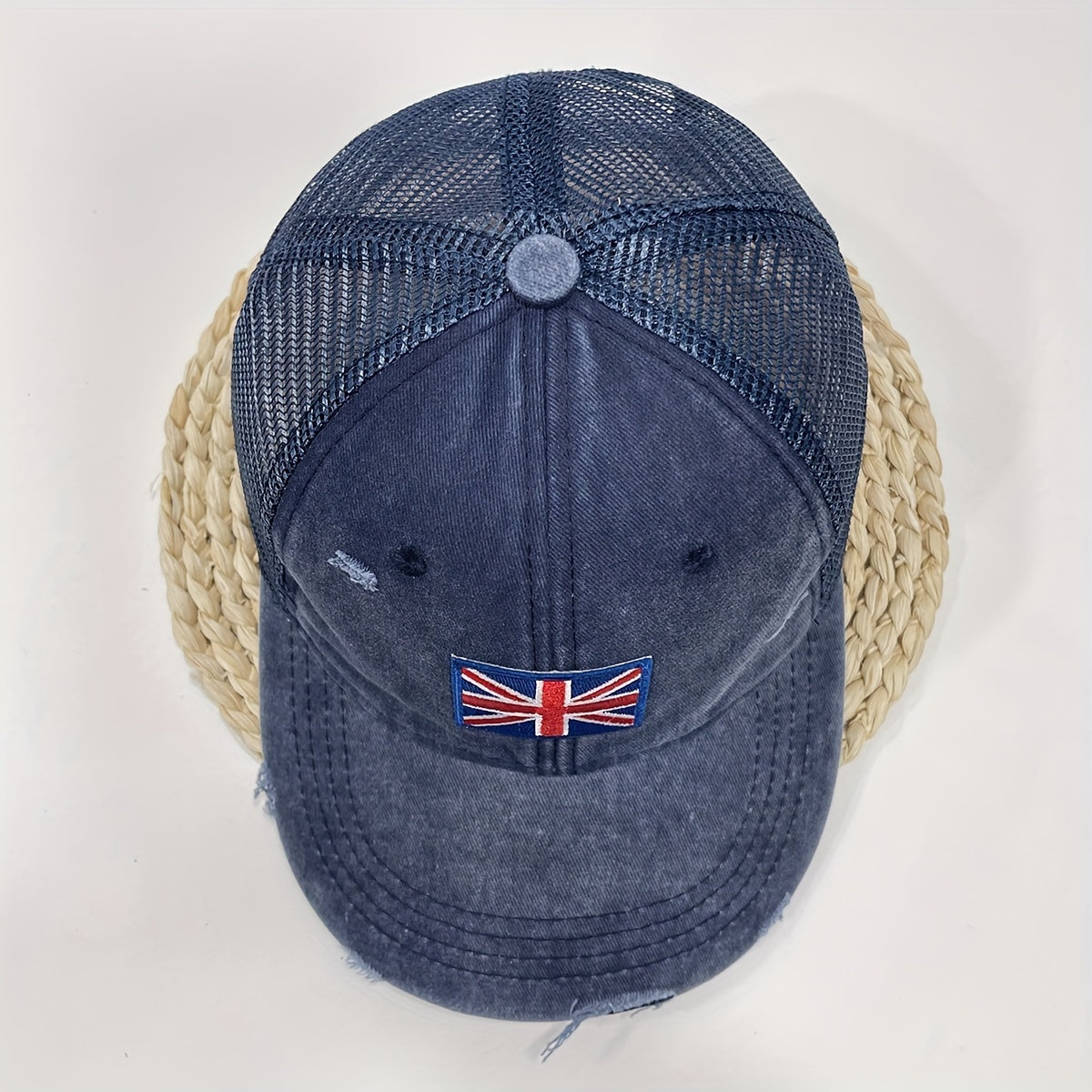 Embroidered British Flag Denim Baseball Cap
