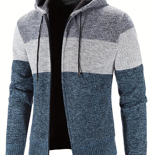 Men's Casual Hooded Cardigan Jacket Zip Up Sweater