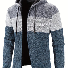 Men's Casual Hooded Cardigan Jacket Zip Up Sweater