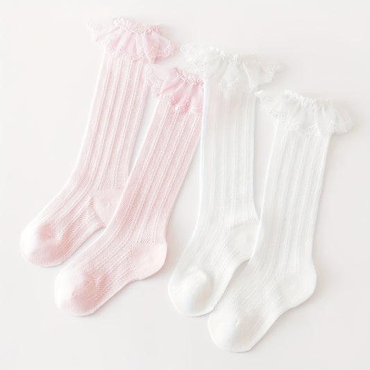 Toddler Girls Lace Trim Princess Over the Calf Socks