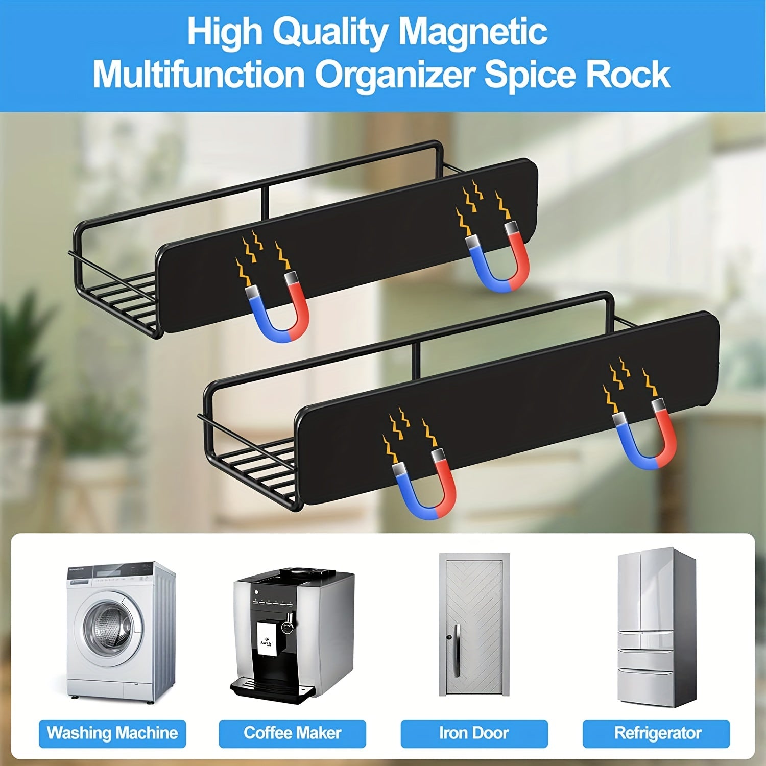 Magnetic Spice Rack Organizer for Fridge and Microwave