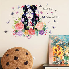 Flowers Butterfly Wall Decal Peel And Stick Home Decor For Bedroom Living Room