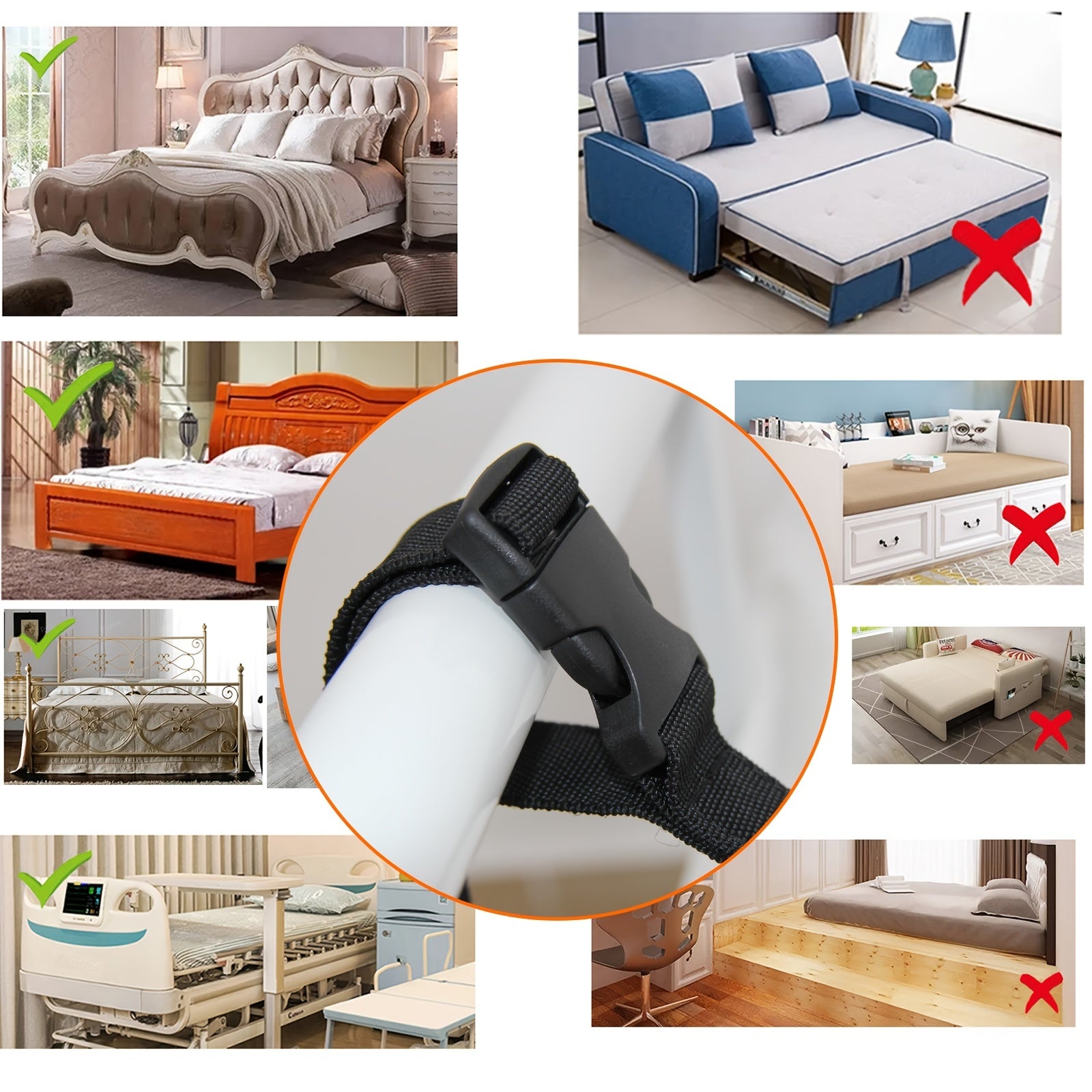 Bed Ladder Straps With Handles - Adjustable Stand Up Assist