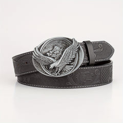 Eagle Wing Embossed Men's Belt High end Rock PU Leather Belt