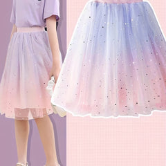 Kid Girls' Gradient Mesh Sequin High Waist Skirt
