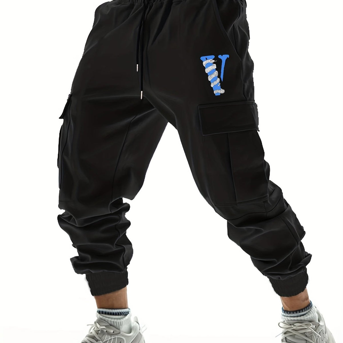 Snake Pattern V Letter Print Cargo Pants