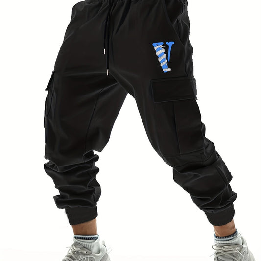 Snake Pattern V Letter Print Cargo Pants