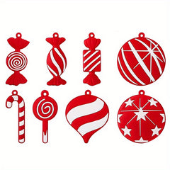 8pcs Red Candy Ornaments for Christmas Party Decoration