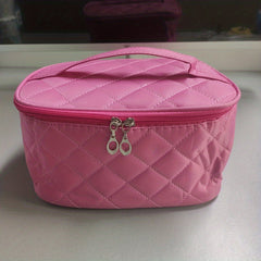 Women's Solid Cosmetic Bag Quilted Detail Hand Bag For Travel